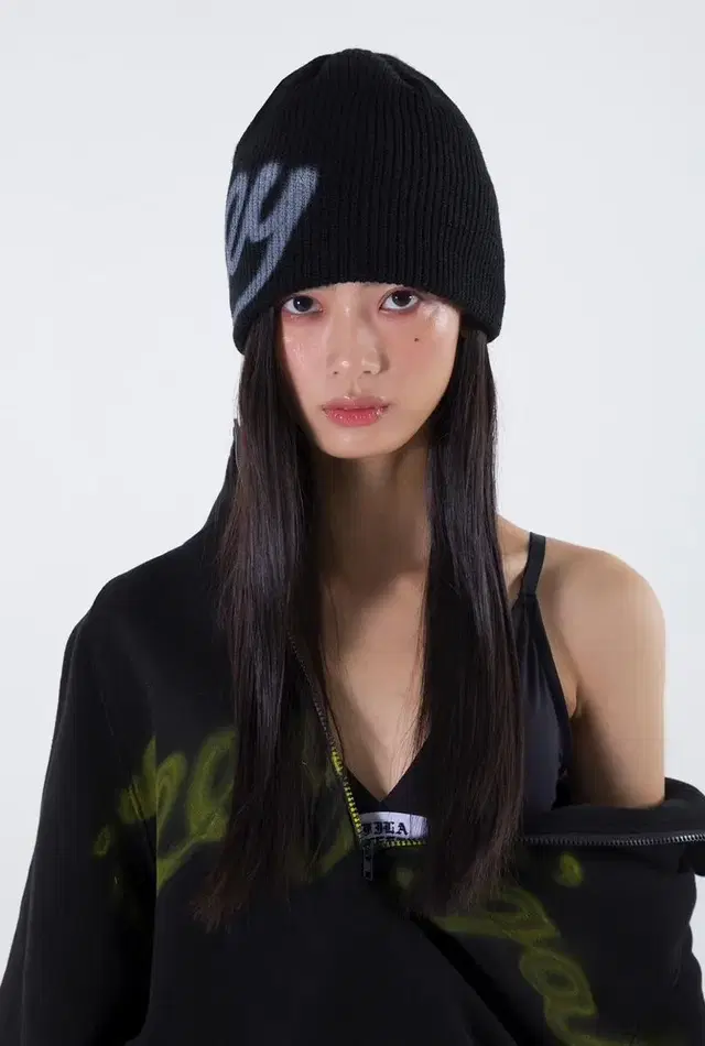 leey 비니 sprayed beanie black