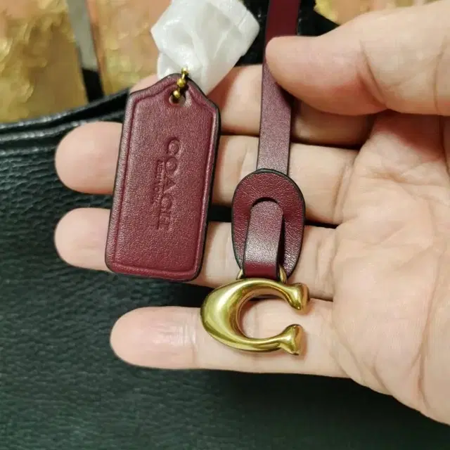 코치 COACH C6337 라지 숄더 토트 백 플러스 파우치 블랙 페블