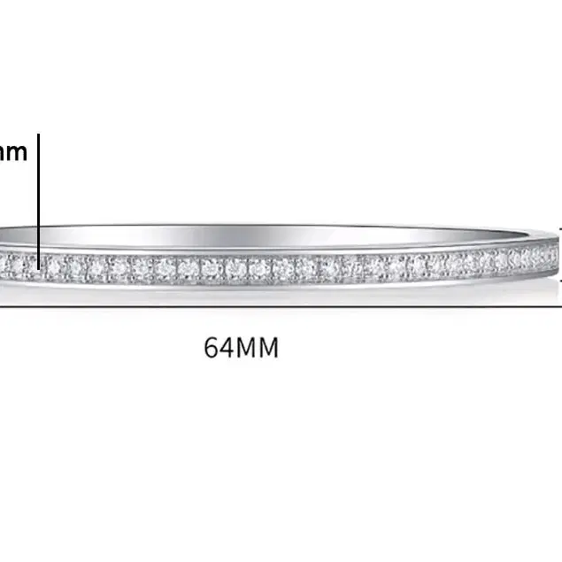 모이사나이트 테니스 하프 뱅글 2mm