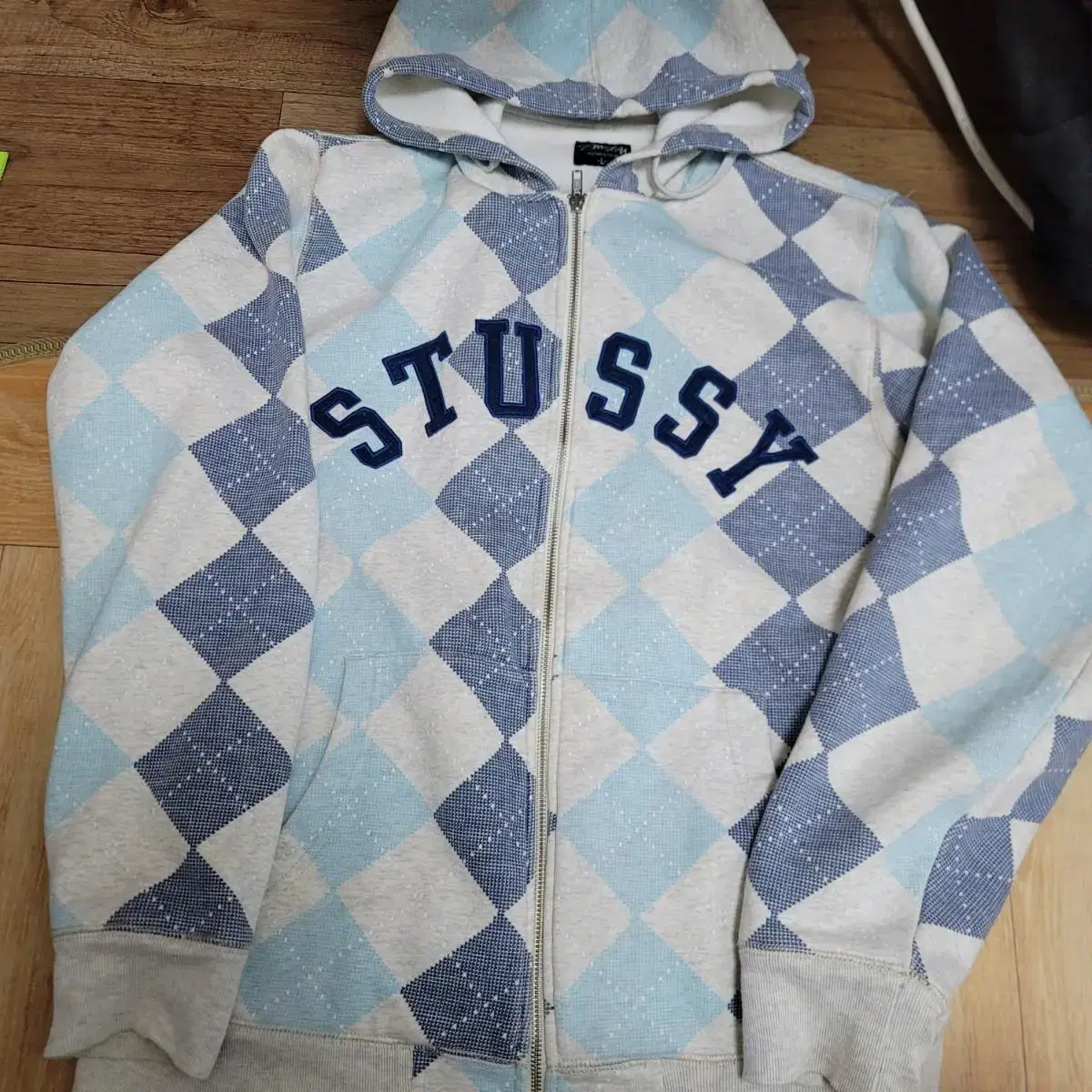 Stussy Argyle Brushed Hooded Zipped Up (L)