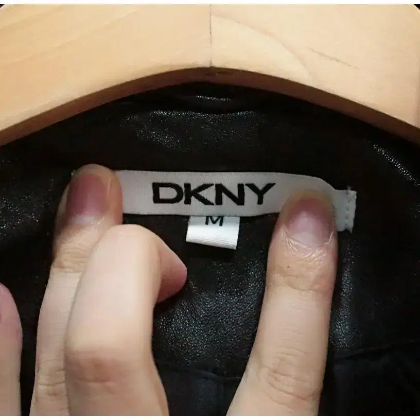 [M] DKNY 니트 배색 양가죽 라이더 자켓 (40%세일)