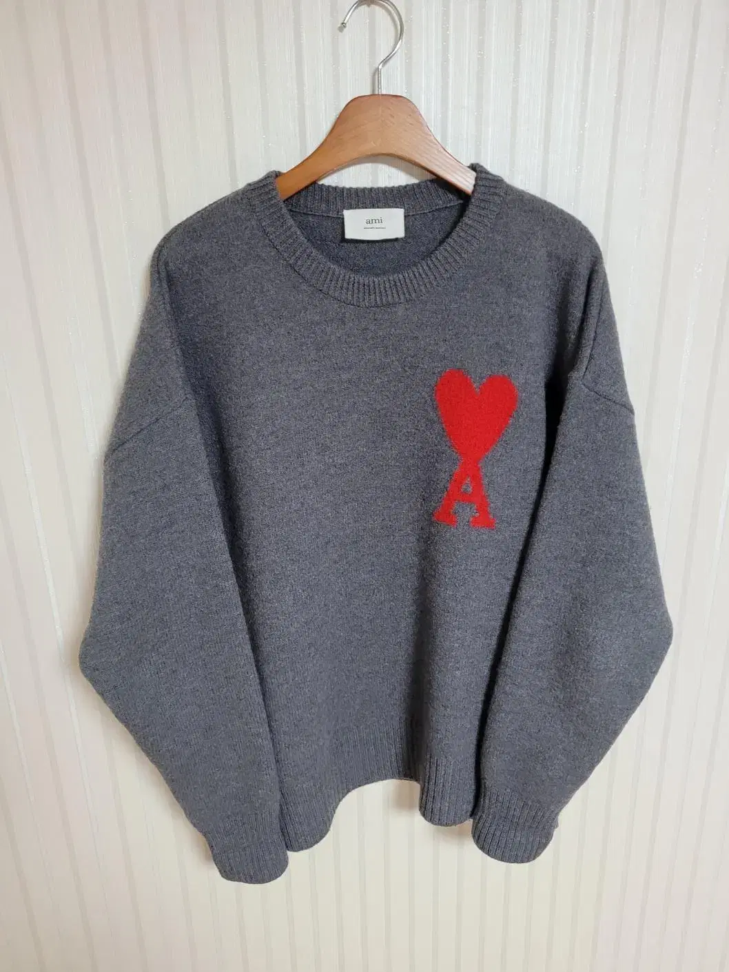 Army Gray Intarsia Heart Wool Knit L H21K009 018