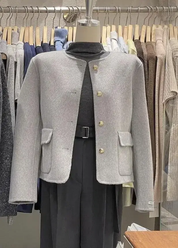 Wool 100% Handmade Vahn Coat Light Gray + Brushed Polar Set for Sale