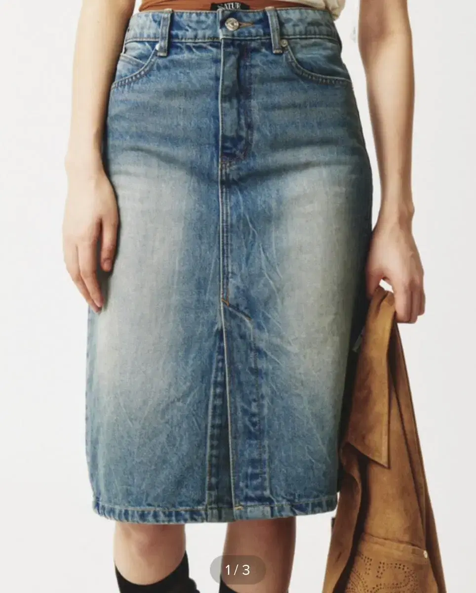 Satur 세터 우먼 청치마Marradi Denim Midi Skirt