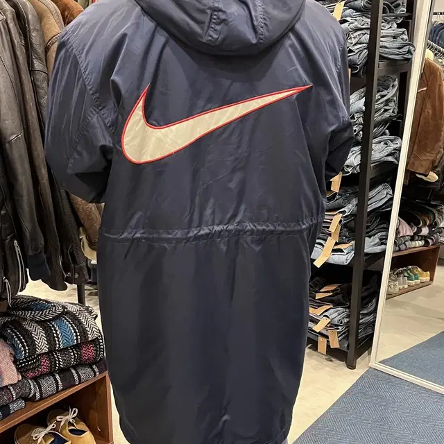 90s Nike 나이키 스우시  빅로고 후드 벤치 파카