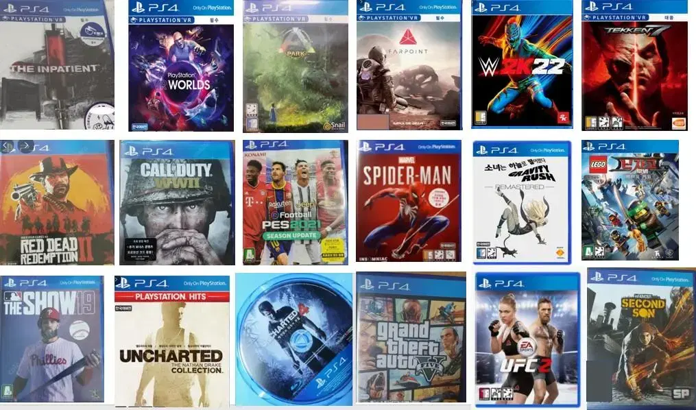 PS4, PlayStation 4, various game CD titles