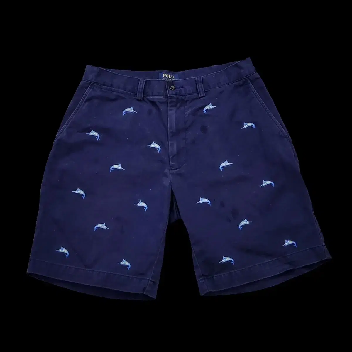 [32] Polo Ralph Lauren Marlin pattern navy cotton half pants