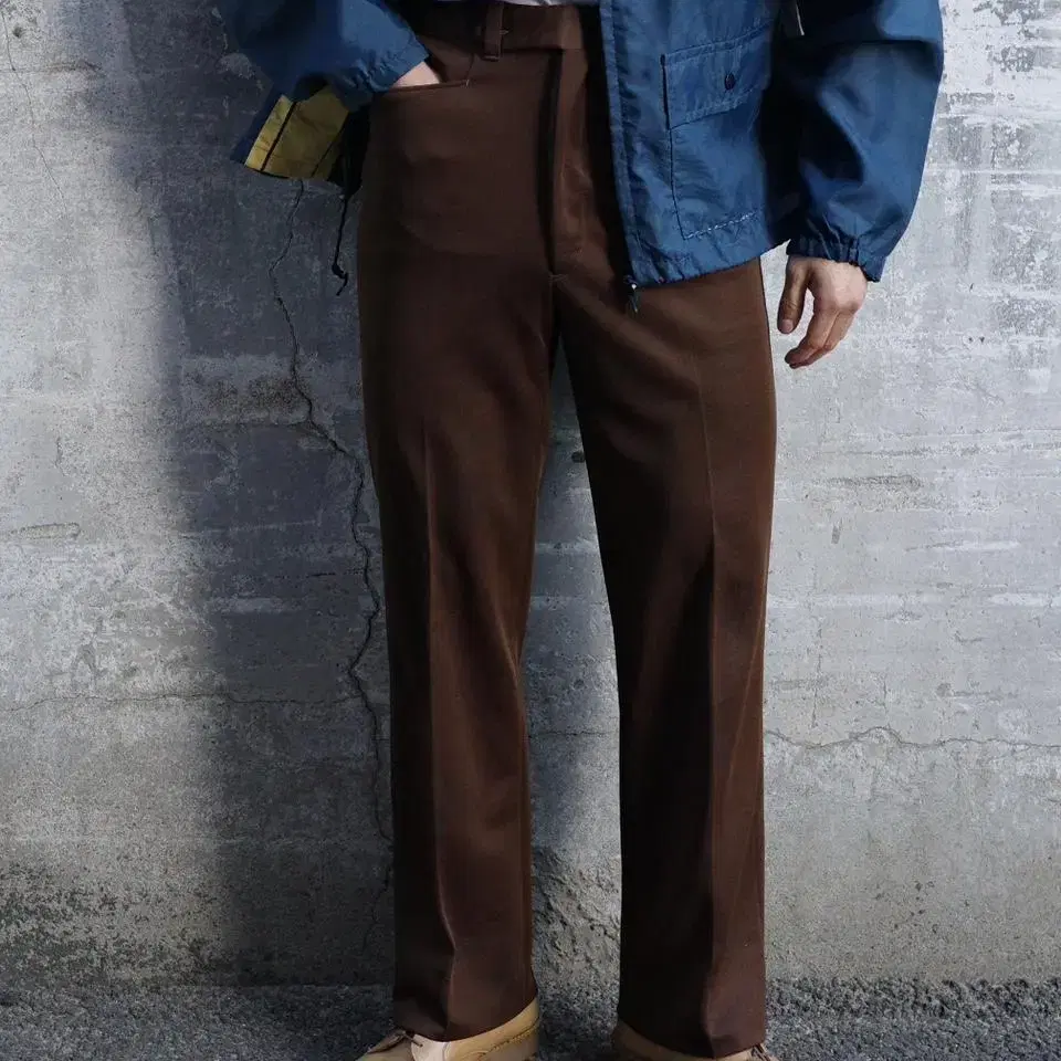 60-70s boot cut poly classic trouser