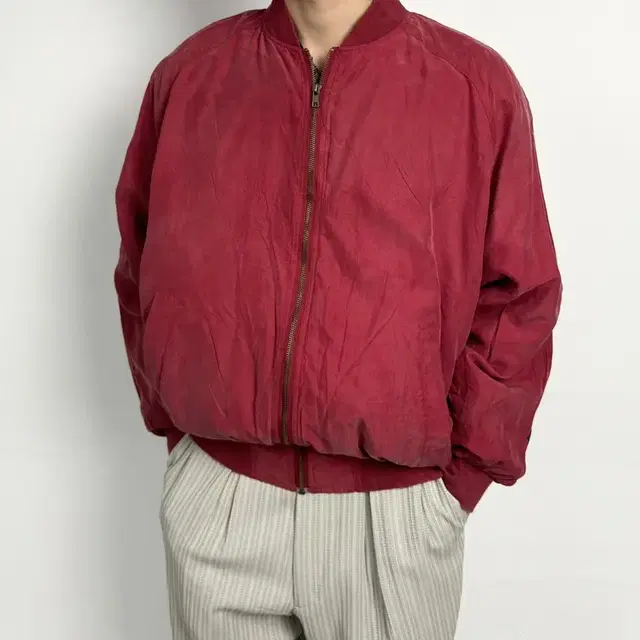 vintage cherry silk blouson jumper