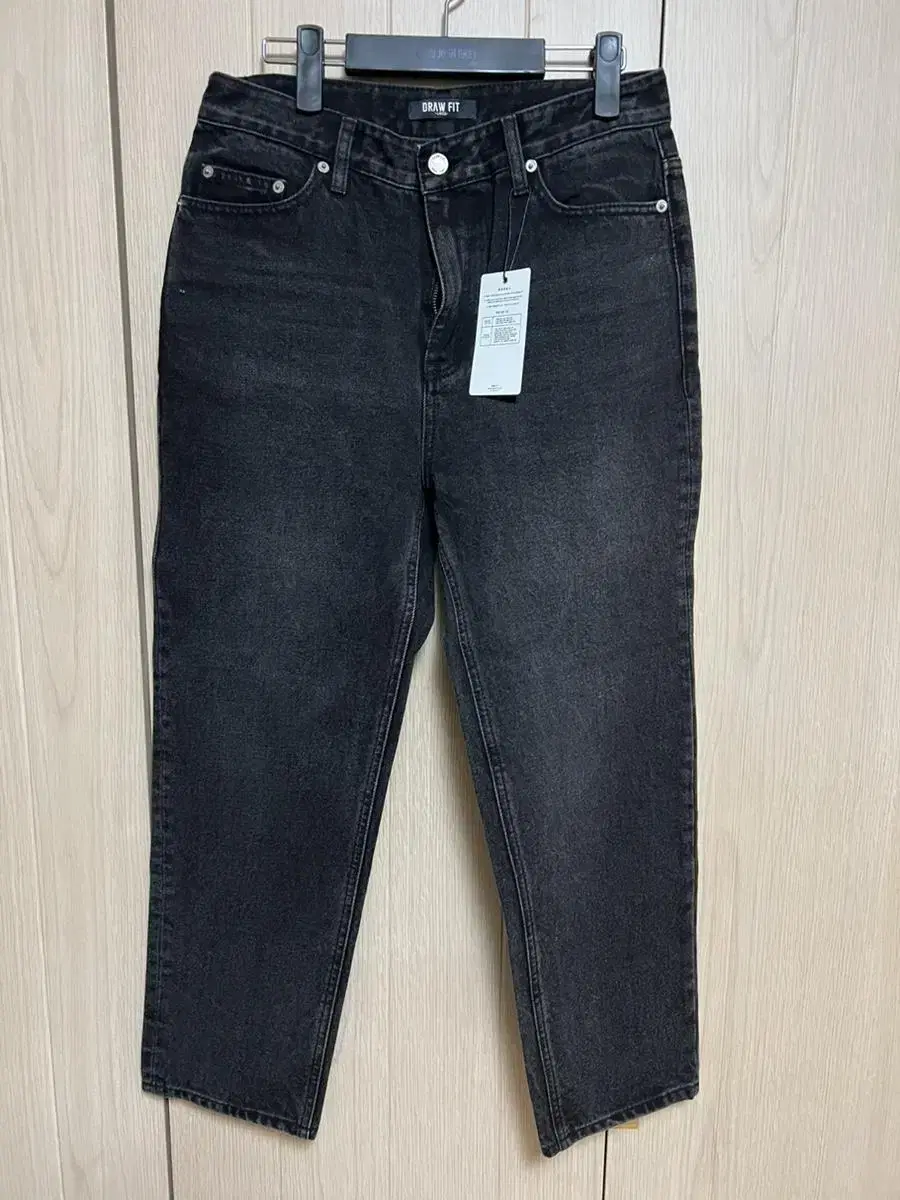 Drawstring black denim pants