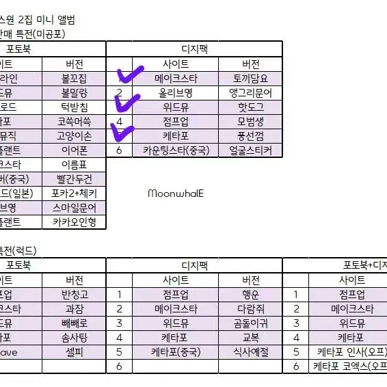 제베원 2집 앨범 위드뮤 럭드 빼빼로 곰돌이귀 독점 포카 분철 양도