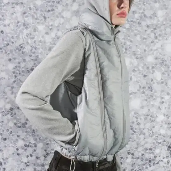 새상품)세릭  HIDDEN HOODIE ZIPPER VEST / GRAY