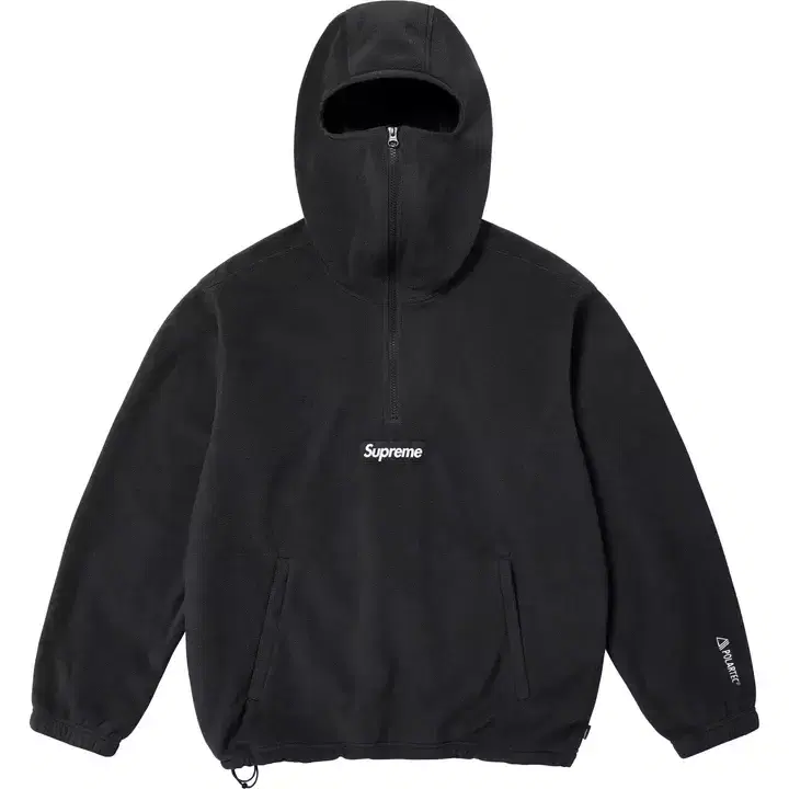 S Supreme Polartec Facemask Half Zip Hooded Sweatshirt Black 23FW