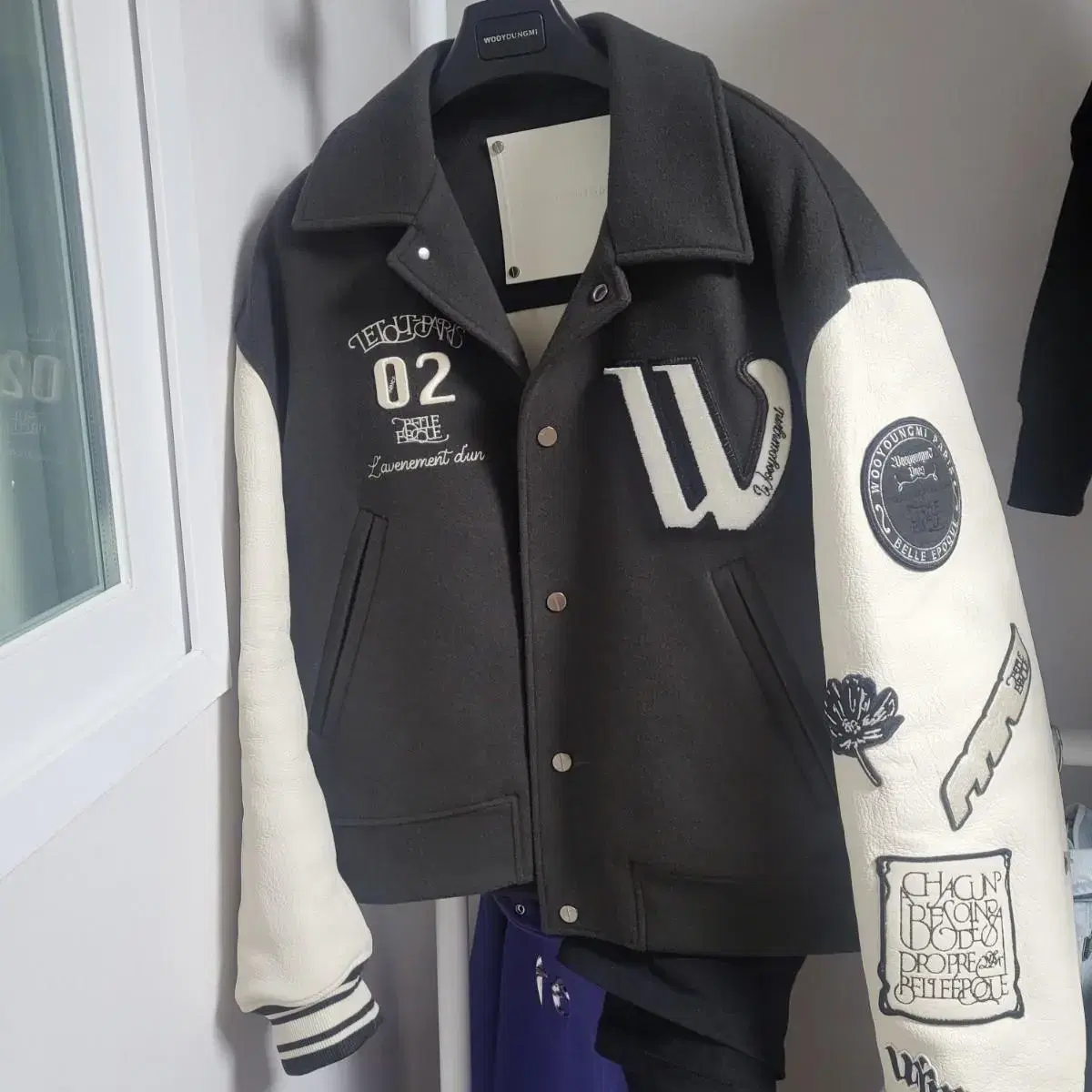 48 Wooyoung Mi Varsity Jacket Gray