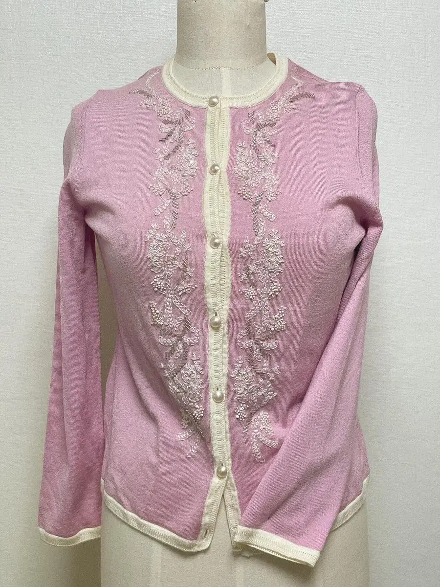 Pink Beaded Cardigan