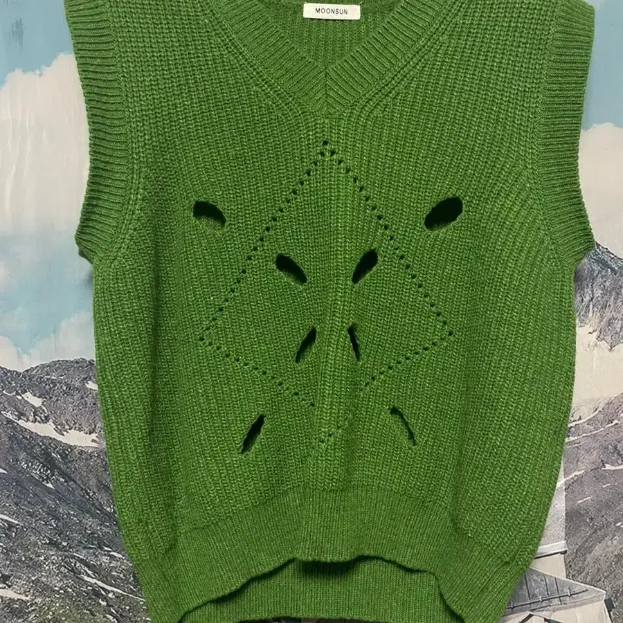 Argyle Hole Knit Vest / Forest