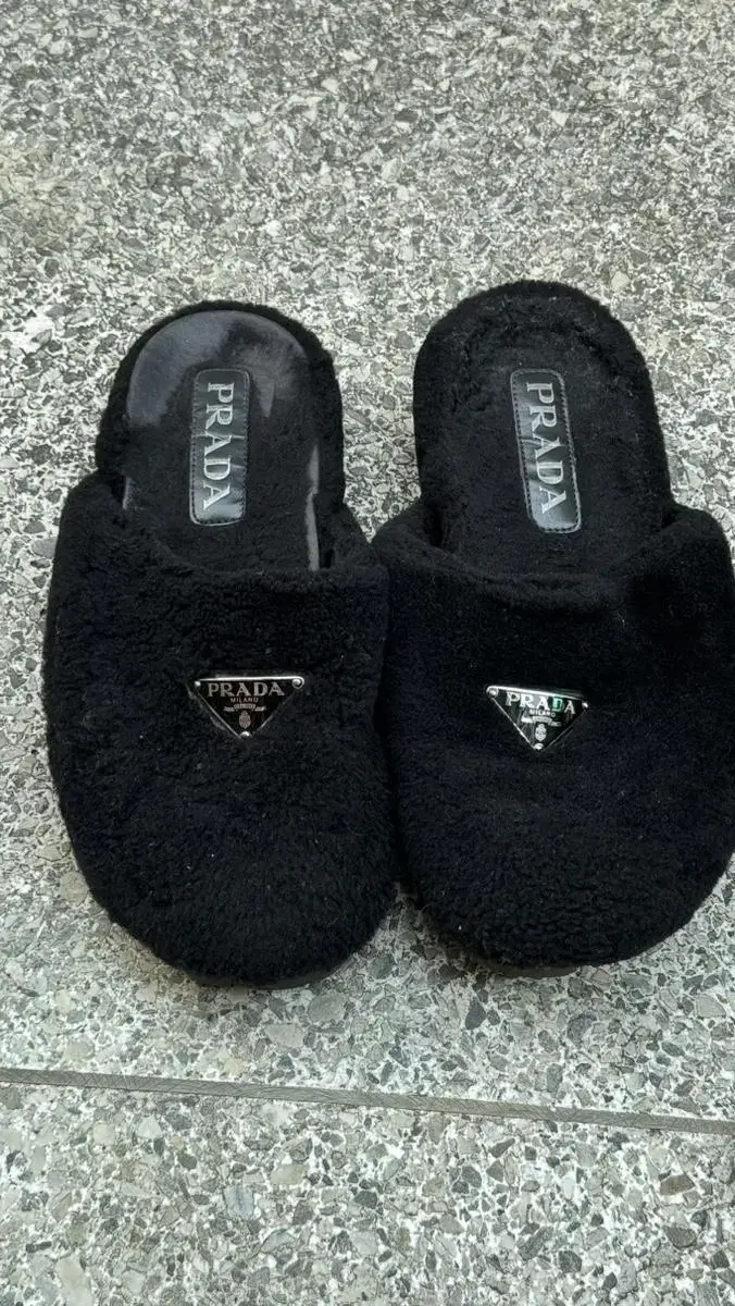 Prada fur slippers