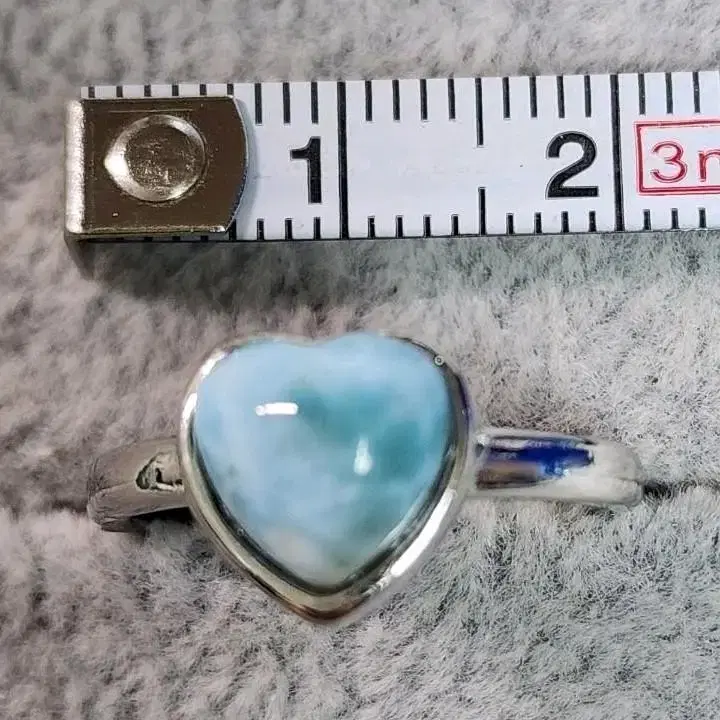 무늬 진한 천연 원석 하트 라리마(Larimar) 반지 반은 혼주 한복