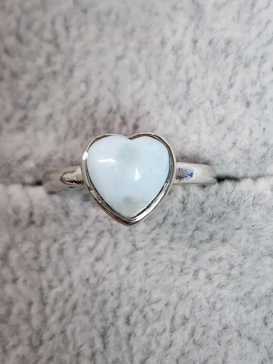 Natural gemstone heart Larimar ring Light haneul vahn silver ring size