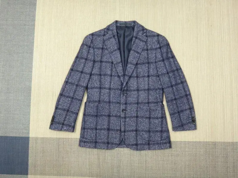 (M/95) Washable Alpaca Windowpane Check Jacket