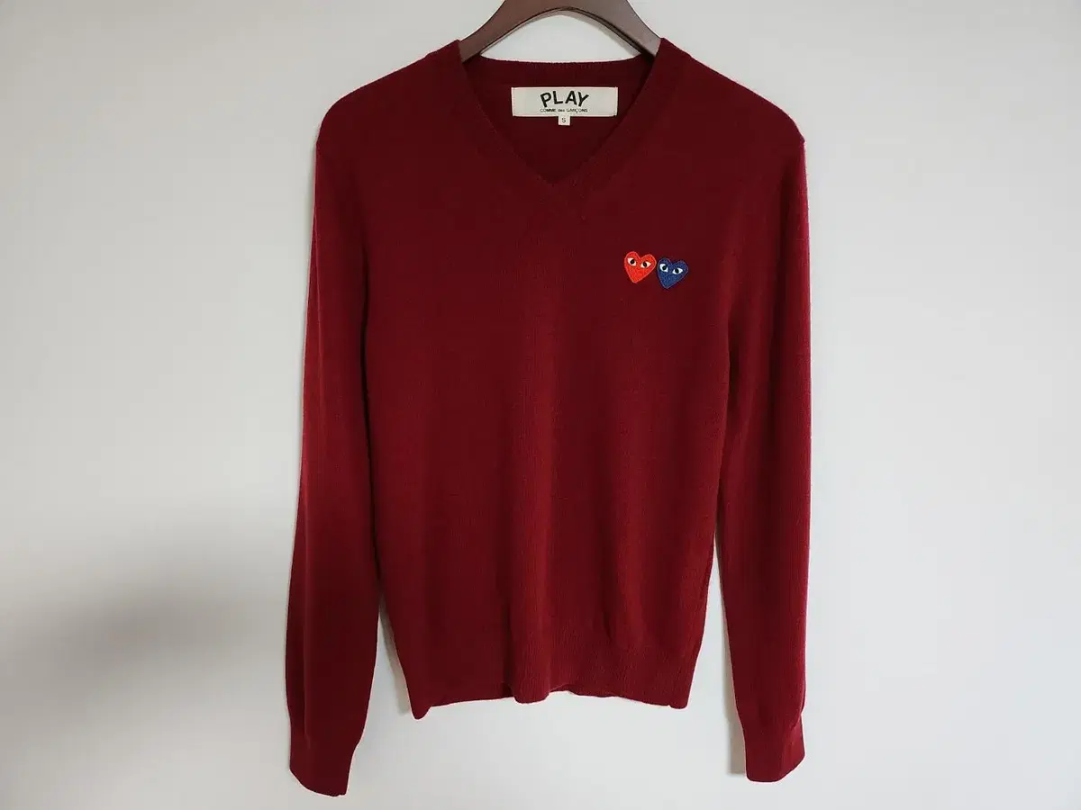 [S] Comme des Garçons Song Burgundy Double Waffen Men's V-Neck Knit AZ-N056