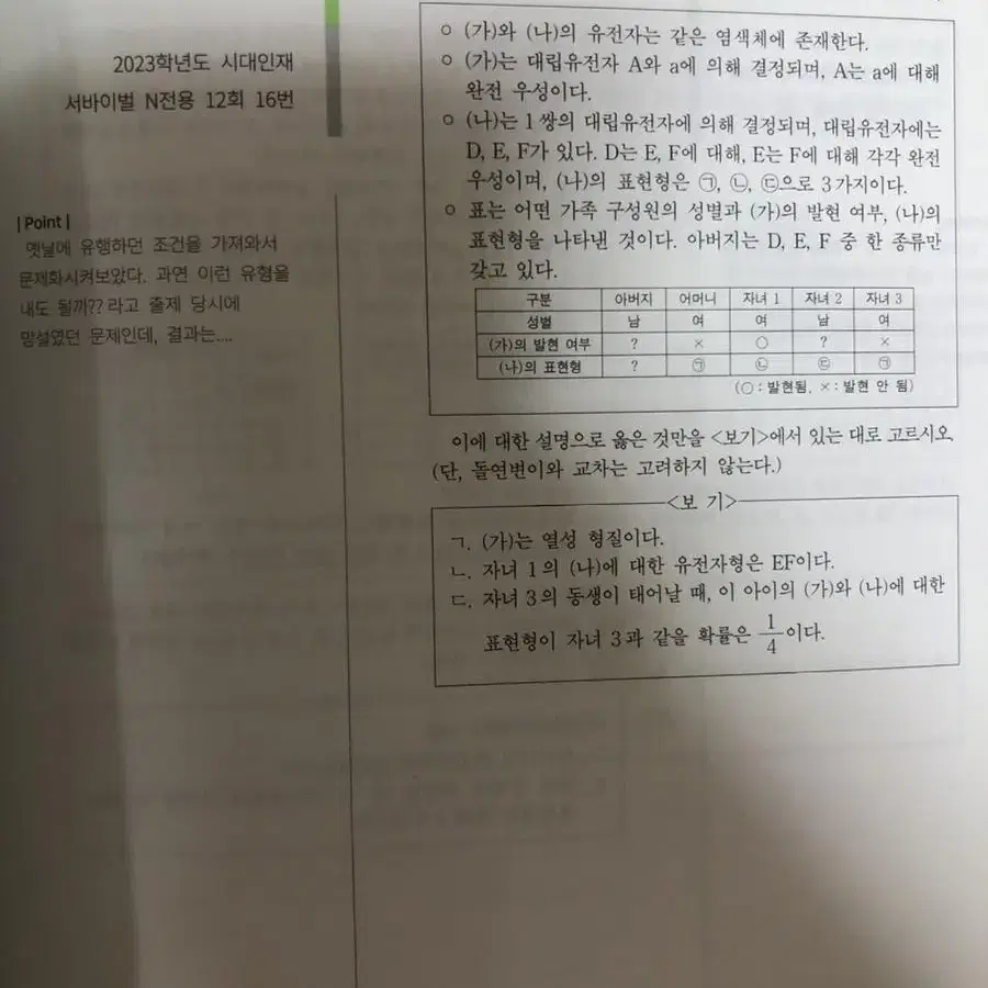 시대인재 생명 리바이벌N제 1권 60문항 새책