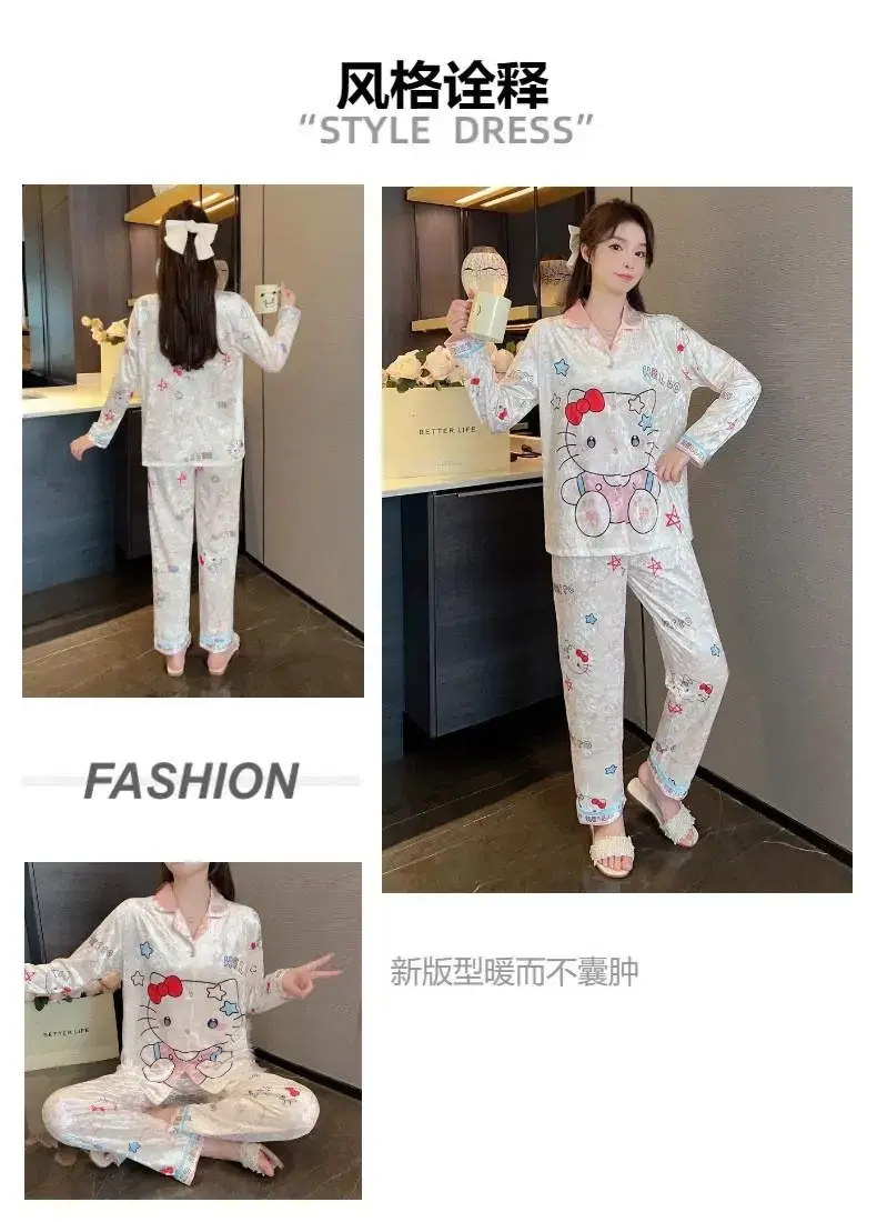 Women's Sleepwear Set (Pajamas and Pants Set (Kitty Pajamas L.XXL))