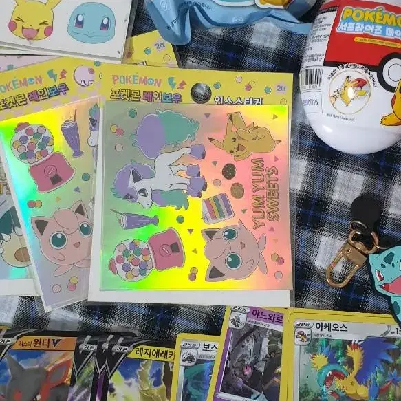 포켓몬 아이템 카드 스티커 열쇠고리 Pokemon Cards