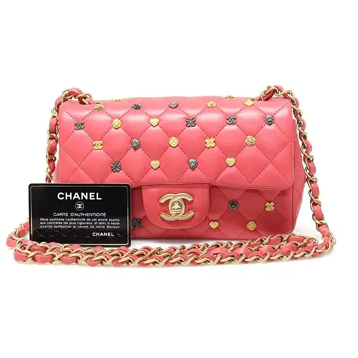 Chanel(샤넬)A69900핑크램스킨 금장클래식 심볼 뉴미니 플랩숄더백