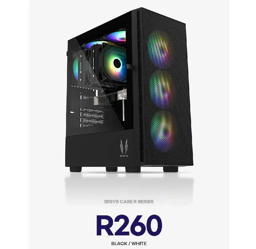 새상품 [3RSYS] R260 블랙,화이트 미들타워 PC케이스