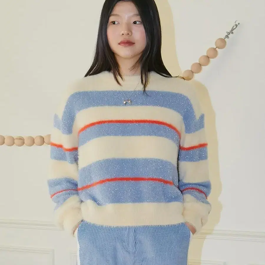 마가린 핑거스 stripe brush pullover(blue)