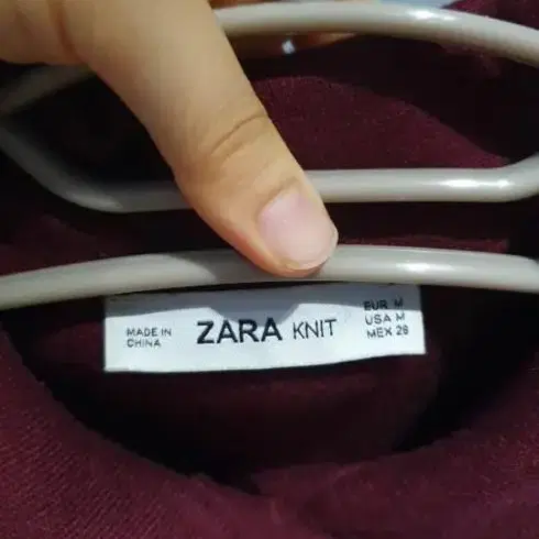 S M 55 Zara 빈티지 니트 카라 미니 원피스 버건디