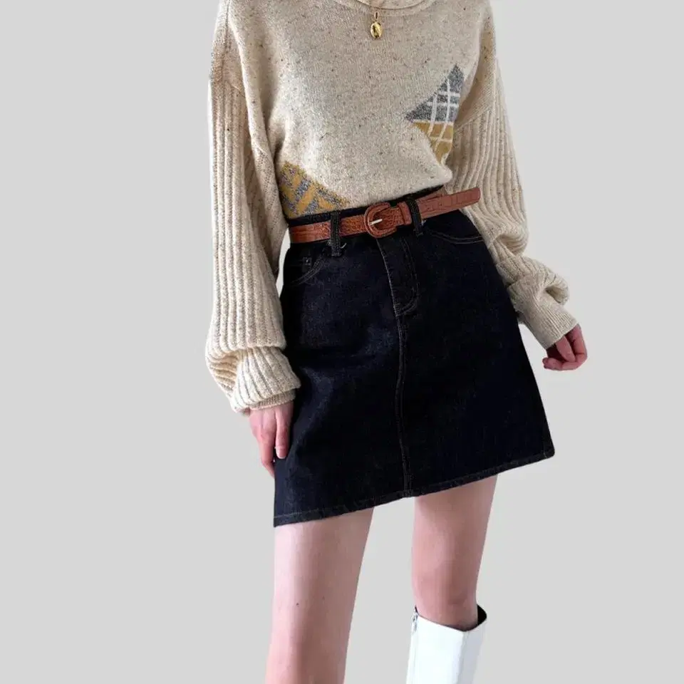 < (VALENTINO)oatmeal wool art knit >