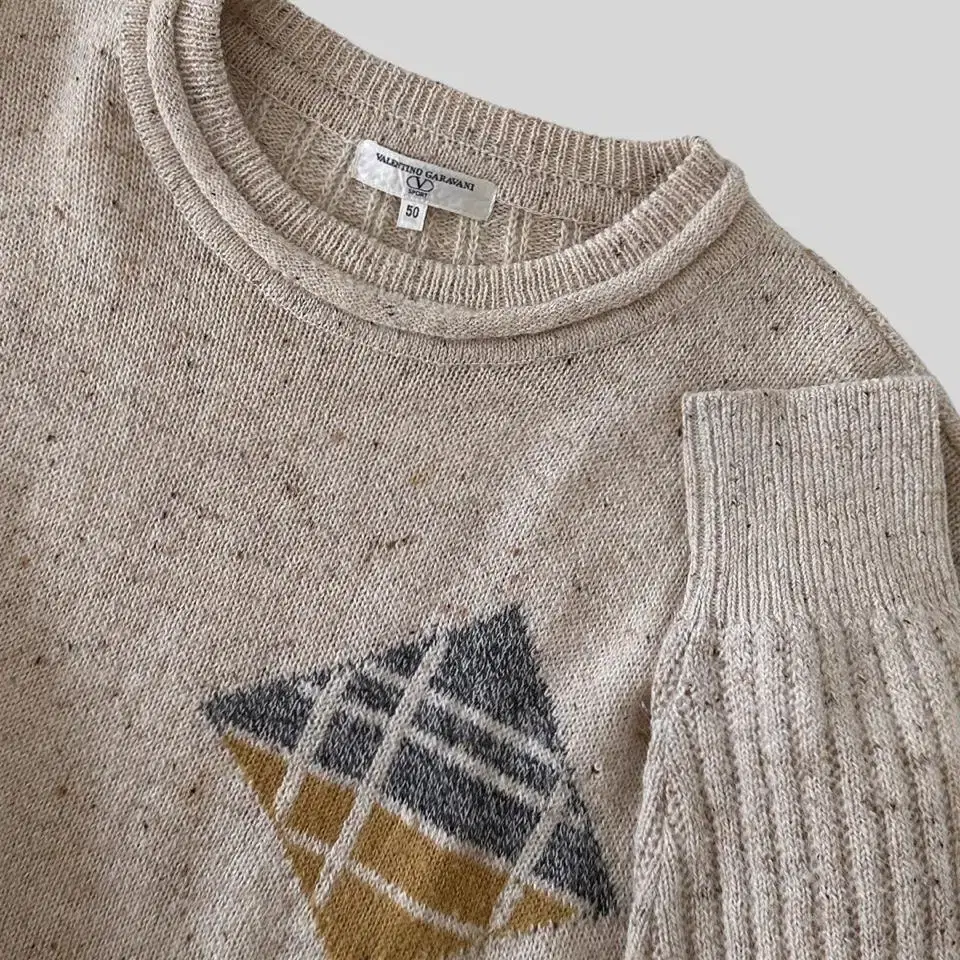 < (VALENTINO)oatmeal wool art knit >