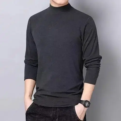 (Free Shipping) Men's Brushed Half Mock Tee Neck Pola