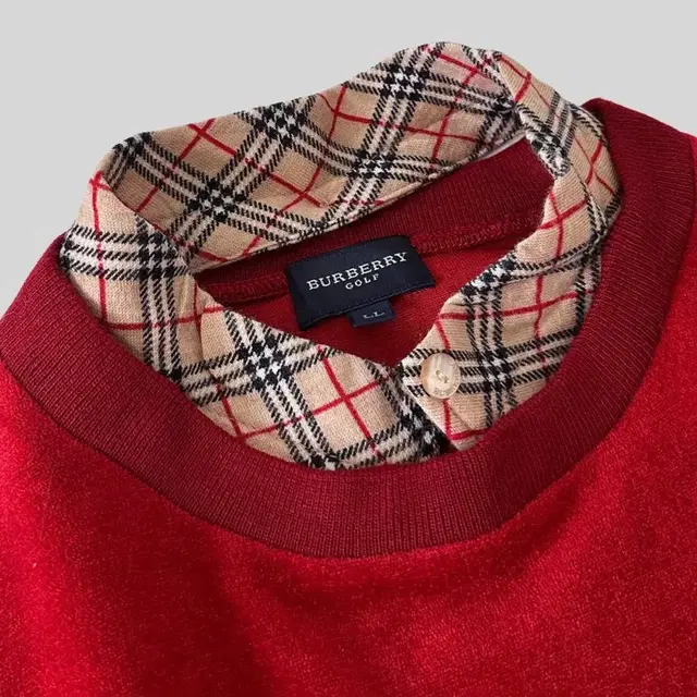 < (BURBERRY)red belnet collar wool knit