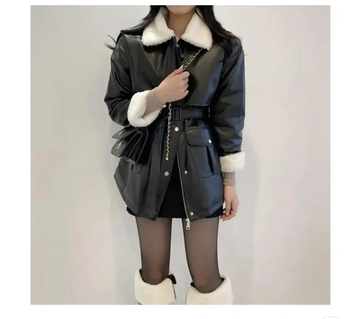 Mink fur and leather jacket