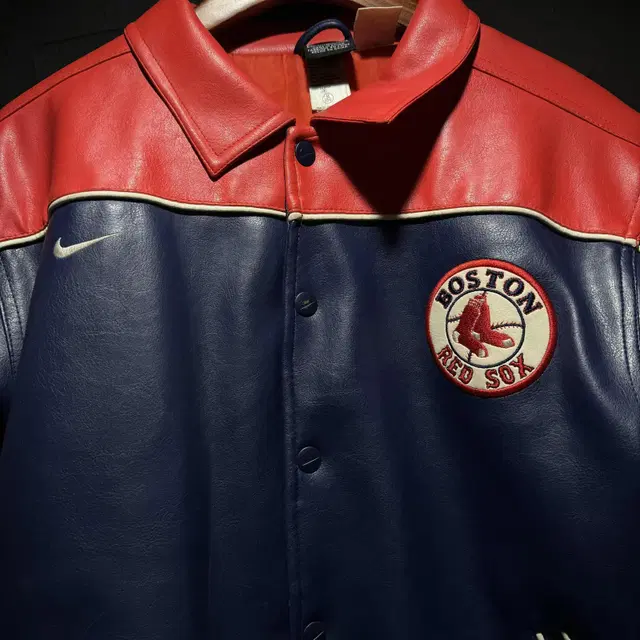 NIKE X RED SOX_나이키X레드삭스 레더 패딩 코치 자켓  (M)