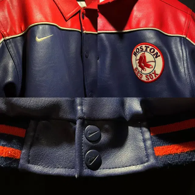 NIKE X RED SOX_나이키X레드삭스 레더 패딩 코치 자켓  (M)