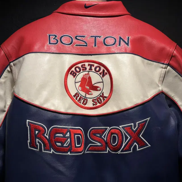 NIKE X RED SOX_나이키X레드삭스 레더 패딩 코치 자켓  (M)