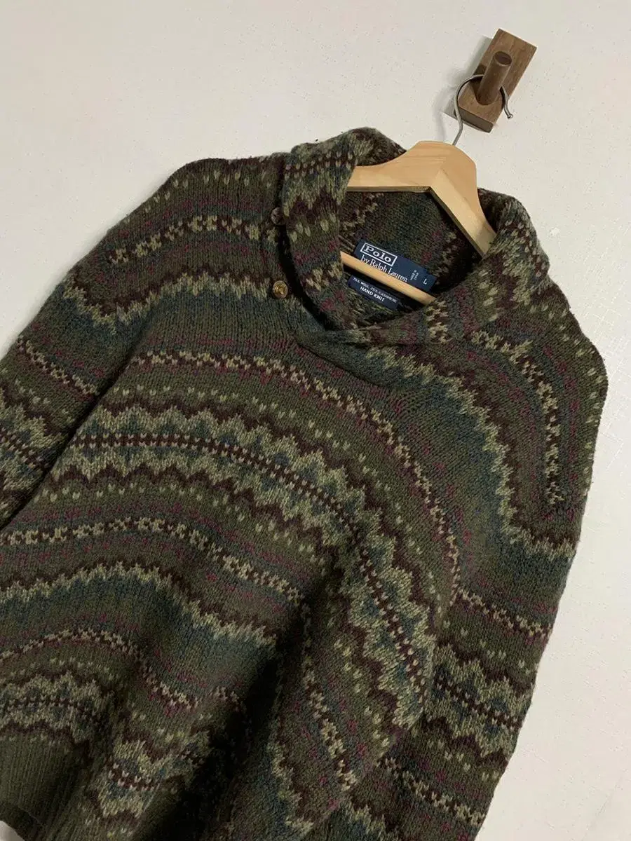 [L]Polo Ralph Lauren Fair Isle wool and cashmere shawl Kara knit