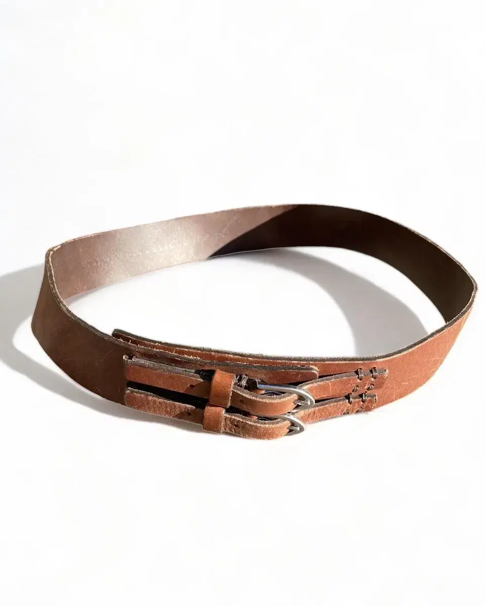 vintage double buckle leather belt