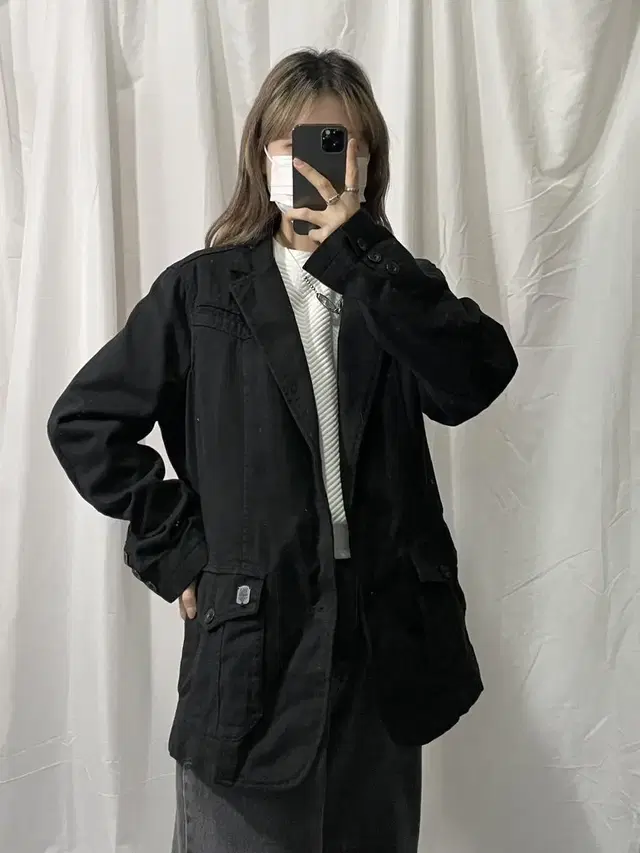 TBJ nearby 블랙 면 코트 자켓 XL