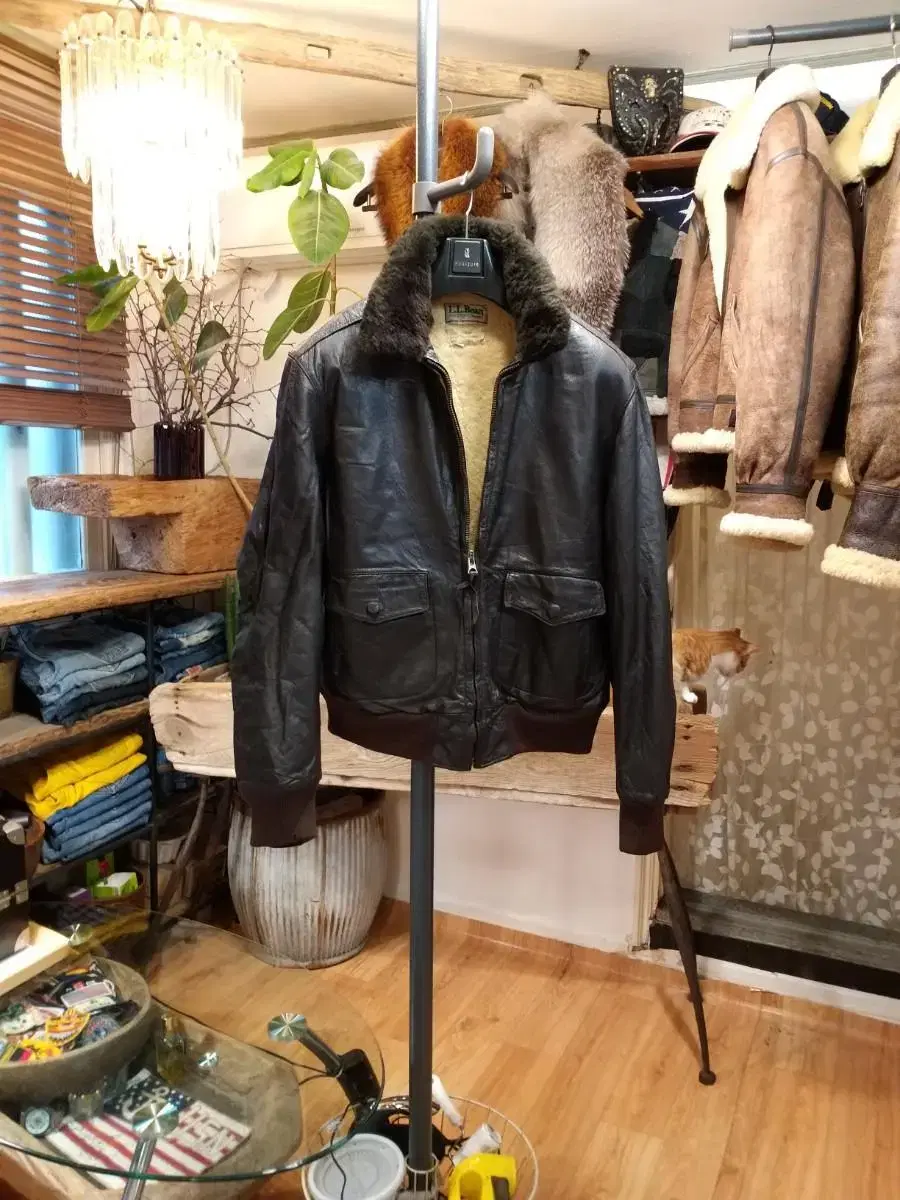 7~80.s L.L.Bean G-1무스탕 항공가죽자켓  . XL