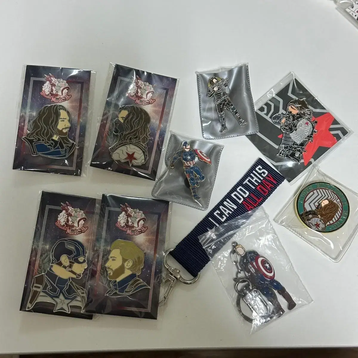 8 Captain America Step Bucky Badges & keyring in bulk