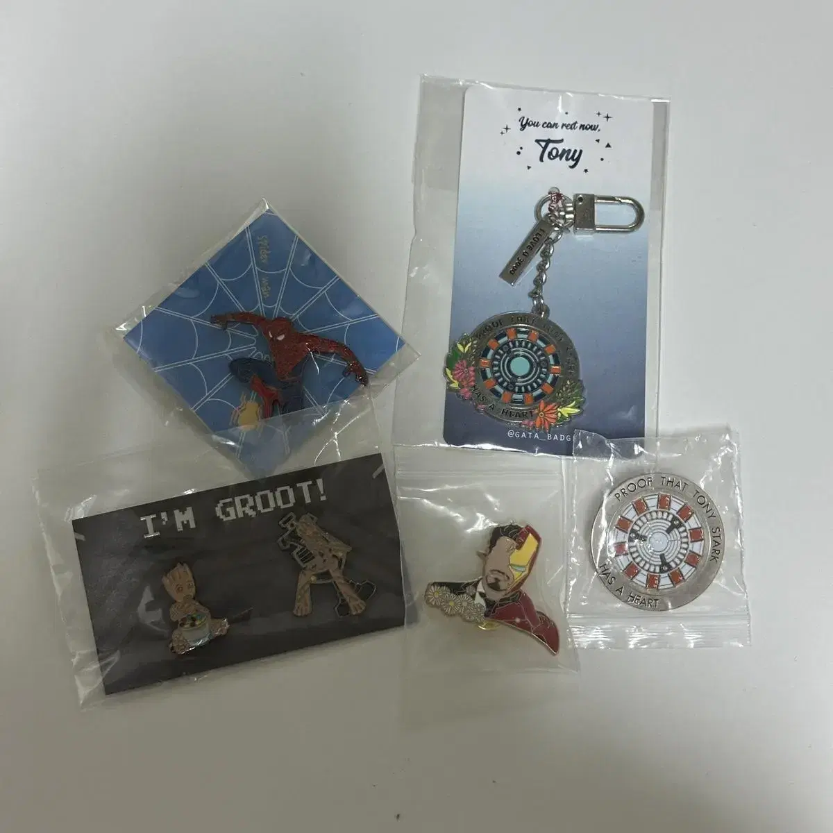 Marvel Unofficial Goods/Iron Man Spider-Man Groot Badge & Keyring Bulk