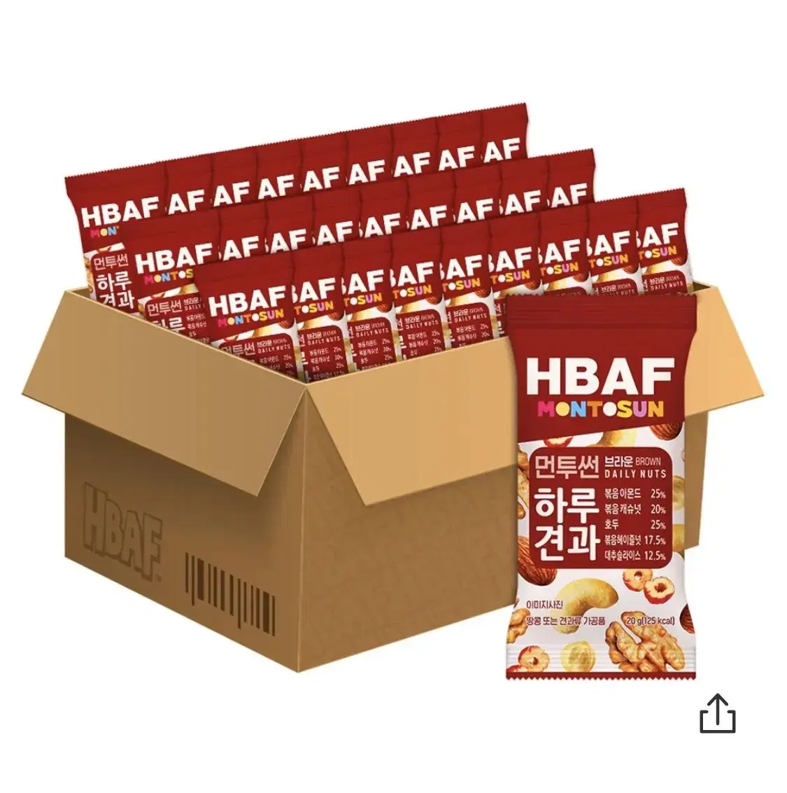 HBAF 먼투썬 하루견과 브라운, 20g, 100개