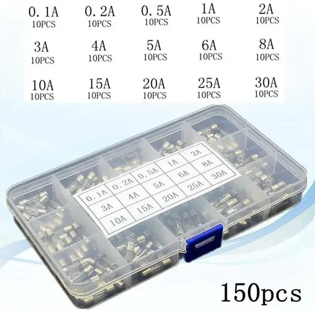 유리관 휴즈 5x20mm 150P세트 0.1A-30A G-606