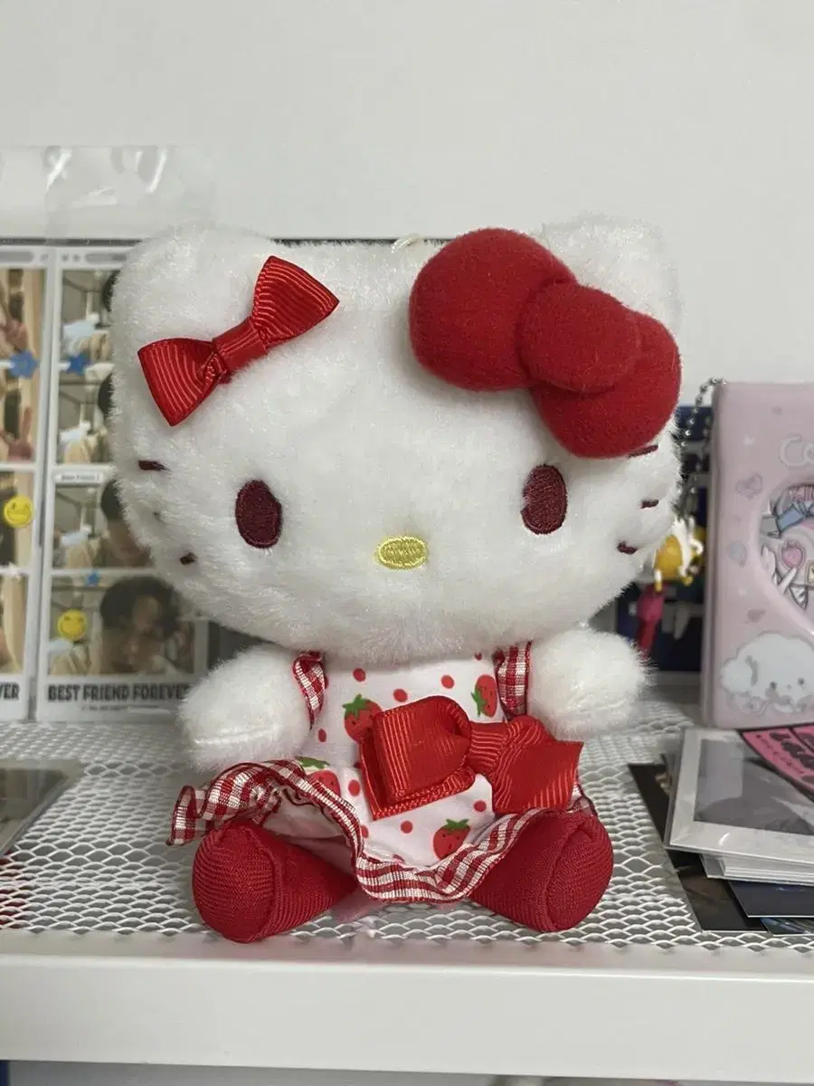 Sanrio Kitty Ichigo Strawberry Dress Plush Mascot Holder