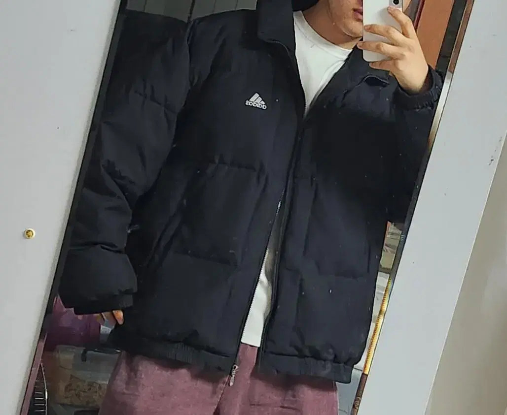 Adidas Black PUFFER Old School Overfit Short Padded Jacket